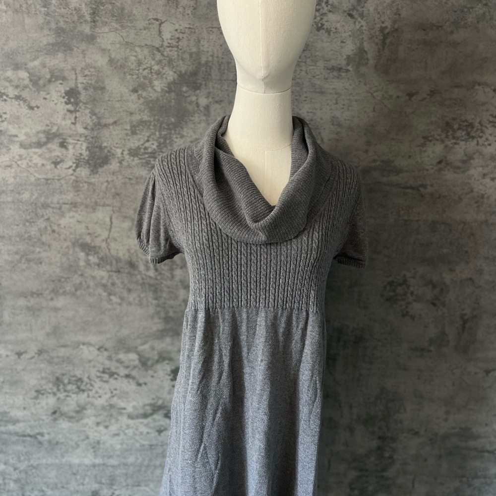 It's Our Time Gray Cowl Neck Sweater with Ribbed Texture